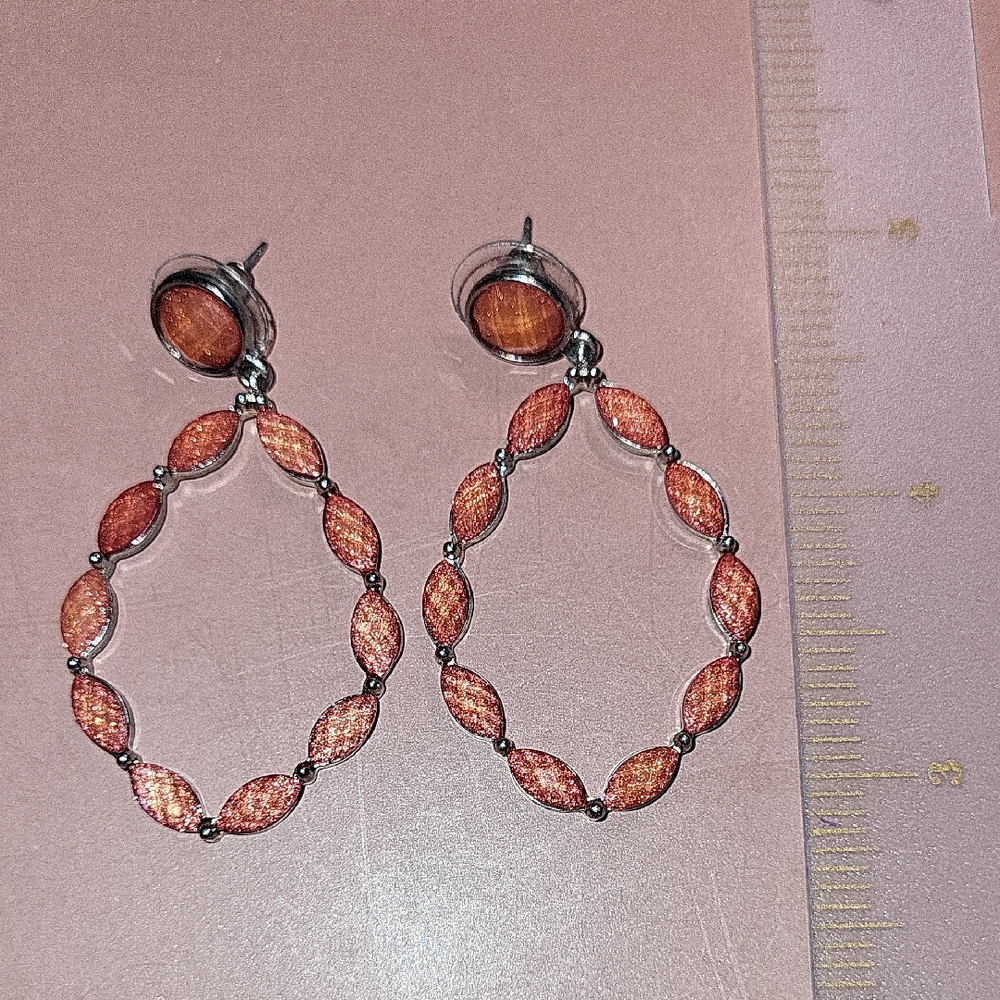 Elegant Silver and Orange Earrings